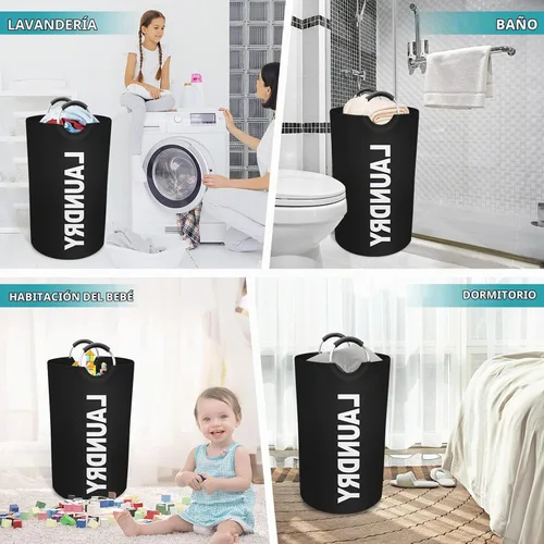 Vista 6 de StorageRight Cesta de Ropa Sucia Grande de 75L, Cesto de Ropa Sucia, Cesto de Ropa Sucia para Lavandería, Plegable, Cestas de Ropa Sucia Negro
