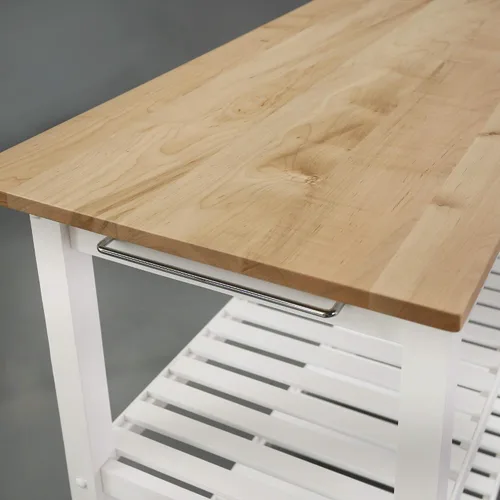 Vista 6 de Casual Home Isla de cocina de madera maciza, tapa de arce natural, base blanca (nueva) 40*20*36.5inch