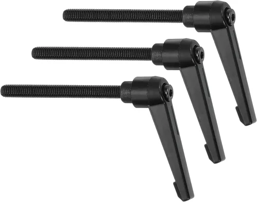 Vista 18 de uxcell 3 perillas ajustables M5 x 0.472 in, rosca macho, botón de trinquete, cierre rápido, perno giratorio para maquinaria de torno, color negro