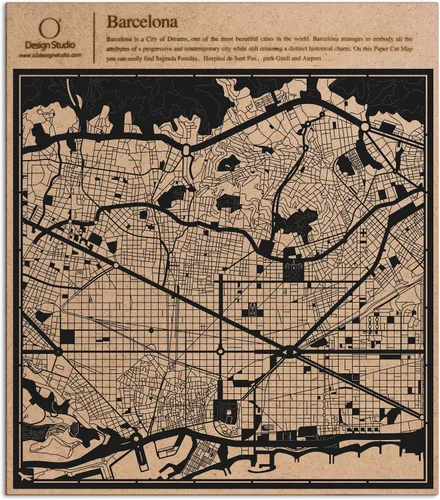 Vista 71 de O3 Design Studio Abu Dhabi - Mapa de corte de papel negro (12 x 12 pulgadas)