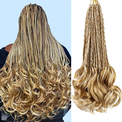 Vista 29 de Cabello para Trenzas Rizo Francés Color 1 Trenzas de Ganchillo Rizo Francés 10 Pulgadas Trenzas de Caja Cabello de Ganchillo para Mujeres y Niños