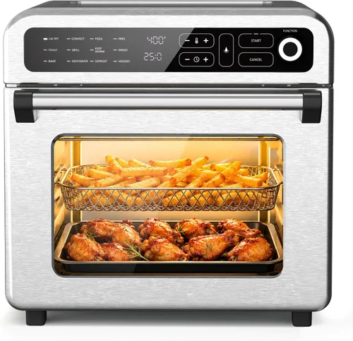 Vista 8 de Electactic Freidora de aire y horno tostador de 19 cuartos de galón, funciones 12 en 1, freír al aire, asar, mantener el calor, hornear 2-acero