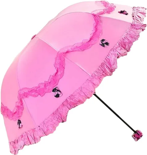 Vista 8 de Honeystore Paraguas plegable a prueba de rayos ultravioleta Princess Lace Parasol con cúpula anti-UV