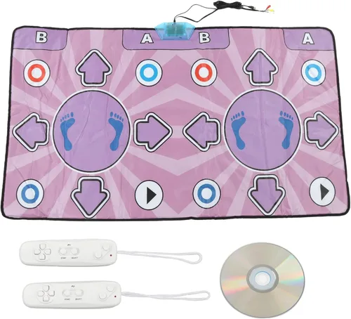Vista 6 de Fabater Tapete electrónico inalámbrico para juegos de televisión, antideslizante de doble usuario con música y juegos de fitness, tapete interactivo