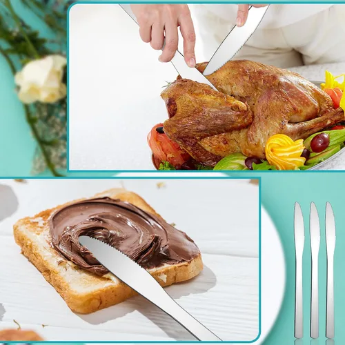 Vista 4 de Gisafai 150 cuchillos de cena de acero inoxidable de 8.3 pulgadas, cuchillos separadores de cubiertos, cuchillo de mantequilla duradero para mesa
