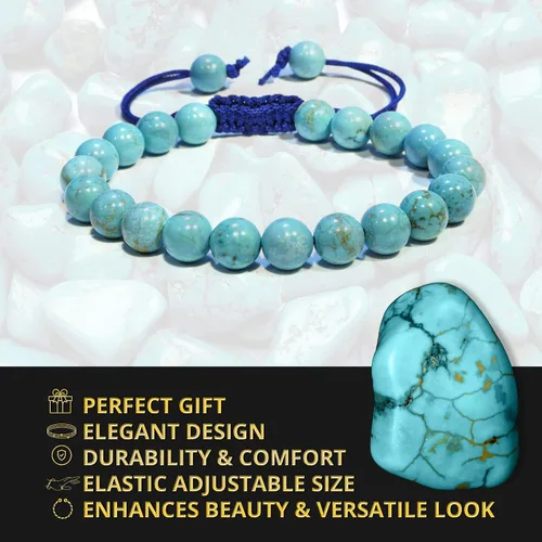 Vista 48 de Adjustable Crystal Bracelet – Gemstone Bead Bracelet with Adjustable Macrame String – Chic Gemstone Bracelet for Men and Women – 8mm Round Healing