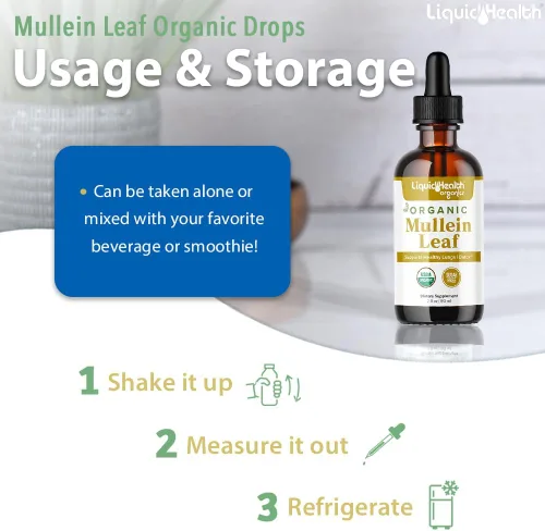 Vista 4 de LIQUIDHEALTH USDA Orgánico Extracto de Hoja de Gordolobo en Gotas para Pulmones - Gotas Herbales de Limpieza para Fumadores, Apoyo Inmunológico