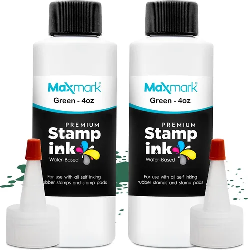 Vista 92 de MaxMark Premium - Tinta de recarga con punta de control en botella para sellos autoentintados, color negro - 1 onza