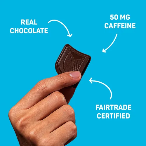 Vista 6 de AWAKE - Bocaditos de chocolate con cafeína - Chocolate oscuro, 50 bocaditos - 50mg de cafeína - Bocaditos energéticos envueltos individualmente