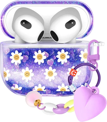 Vista 41 de Funda para Apple para Airpods 4 Case 2024 - Arena Movediza Líquida Arte Artístico Estético Funda Mujer Chica Mujeres Brillante Brillo Purpurina