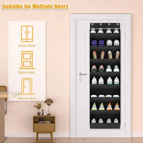 Vista 5 de KYEVIS Organizador de zapatos para colgar sobre la puerta, para 16 a 24 pares, organizador de zapatos colgante para puerta de armario, bolsillo