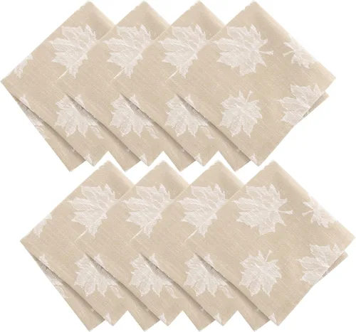 Vista 7 de Elrene Home Fashions Falling Leaves - Servilletas de cena de algodón jacquard, juego de 8, 17 x 17 pulgadas, color verde