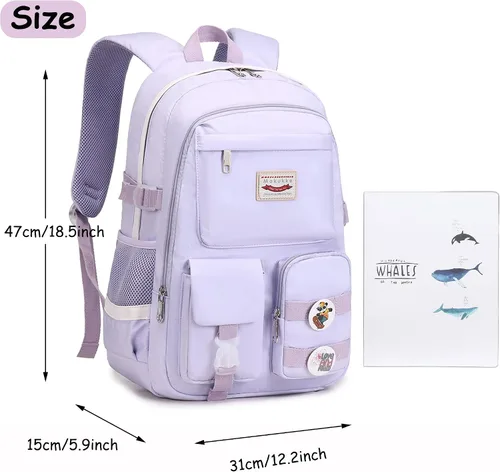 Vista 6 de Makukke - Mochilas escolares para adolescentes, mochilas para computadora portátil de 15.6 pulgadas, mochilas universitarias lindas, mochilas
