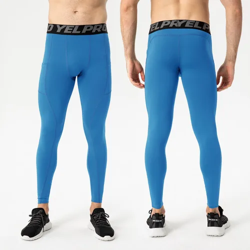 Vista 4 de Yuerlian Paquete de 1 o 3 pantalones de compresión para hombre, leggings atléticos con bolsillos, para correr, ciclismo, entrenamiento