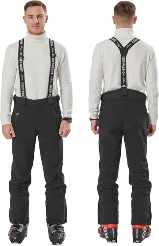 Vista 6 de fit space Pantalones de esquí para hombre, impermeables, 0.591 in, tirantes extraíbles, aislados, cálido, invierno, senderismo, snowboard, forro