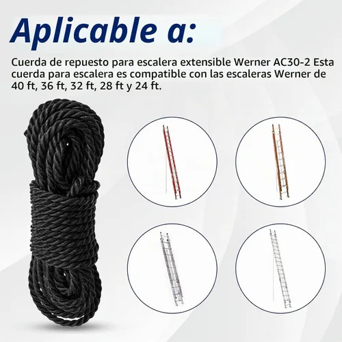Vista 3 de Cuerda de escalera de extensión AC30-2 de repuesto para escalera de extensión Werner