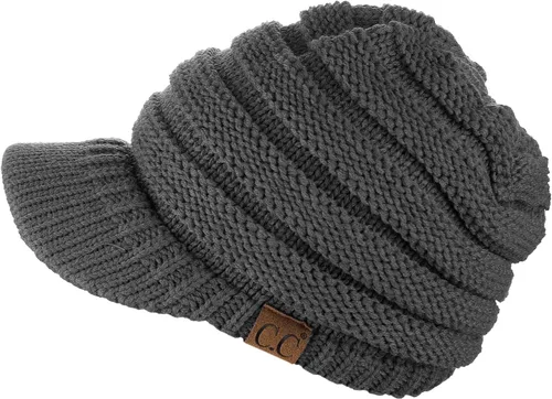 Vista 23 de C.C Gorro de punto trenzado cálido y grueso con visera