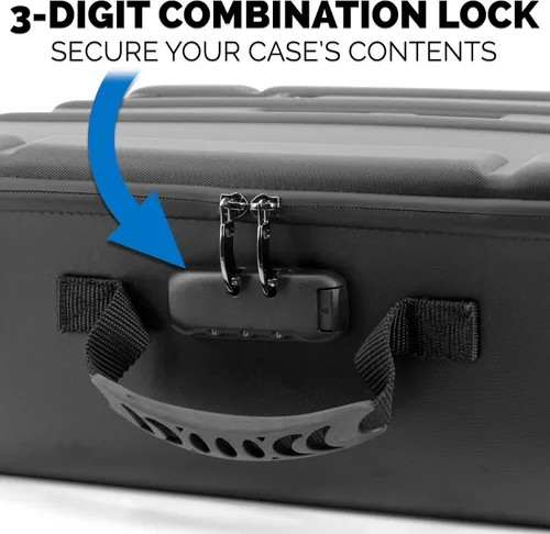 Vista 4 de CASEMATIX Rock Collection - Estuche de viaje con bloqueo programable, caja de colección Rock de 144 ranuras con cuatro bandejas protectoras