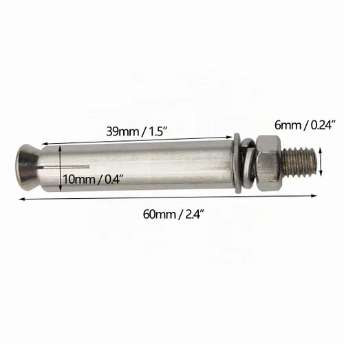 Vista 5 de Pernos de expansión, 304 Acero Inoxidable Externo Tuerca Hexagonal Tornillo de Expansión Pernos de Manga Ancla M6x60mm 8Pcs