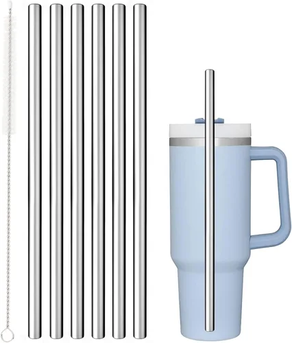 Vista 7 de Aillwith 12 piezas popotes de repuesto para vaso Stanley Cup de 40 oz 30 oz 64 oz, popotes reutilizables para beber con cepillo de limpieza