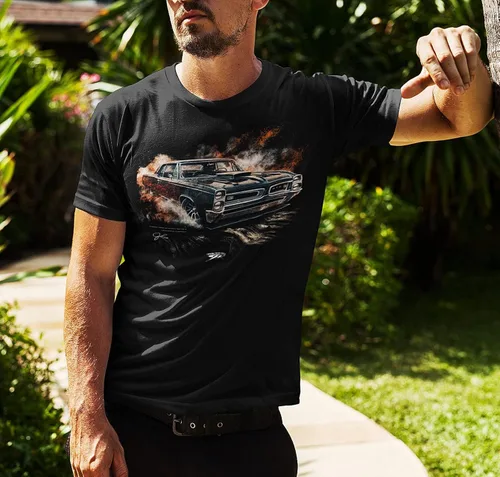 Vista 2 de Wicked Metal 1966 Pontiac GTO Distressed, camisa del coche del músculo, camisa de GTO, camiseta Pontiac GTO