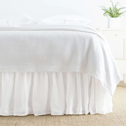 Vista 5 de Pine Cone Hill Lush Linen - Falda de cama color marfil, tamaño individual, patrón sólido marfil Crema