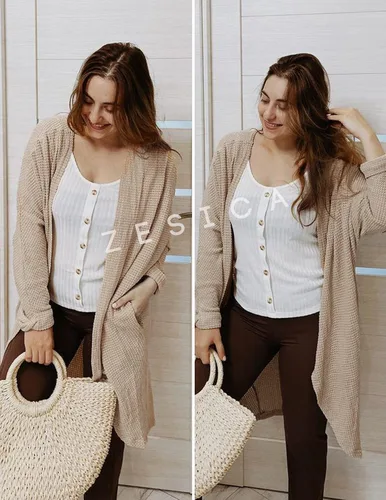 Vista 7 de ZESICA Women's 2024 Fall Casual Waffle Knit Solid Color Long Batwing Sleeve Oversized Open Front Sweater Cardigan Coat