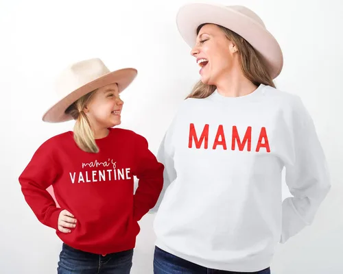 Vista 2 de UNIQUEONE Mommy and Me Valentines Outfits - Valentines Day Shirt Letter Print Crewneck Pullover Sweatshirt Baby Clothes