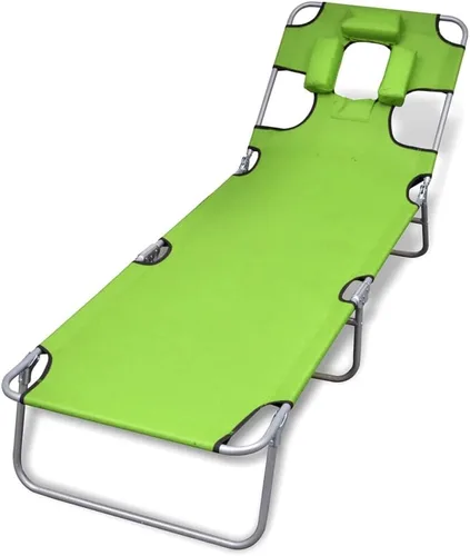 Vista 14 de Leaf Print Folding Sun Lounger with Adjustable Backrest, Powder-Coated Steel Frame and Breathable Polyester Fabric, Foldable Design for Outdoor Leaf