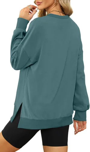 Vista 3 de XIEERDUO Sudaderas de gran tamaño para mujer, estilo casual, cuello redondo, manga larga, cómodas