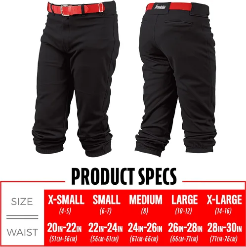 Vista 6 de Pantalones Franklin Sports de béisbol, ajuste clásico, para joven