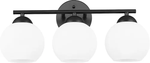 Vista 11 de Emak Lámpara de baño negra de 2 luces sobre el espejo, luces de tocador de baño con pantalla de vidrio transparente, VL114-BKL-2