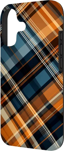 Vista 2 de Navy Black and Orange Plaid Halloween Fall Autumn Pumpkins Case for iPhone 17
