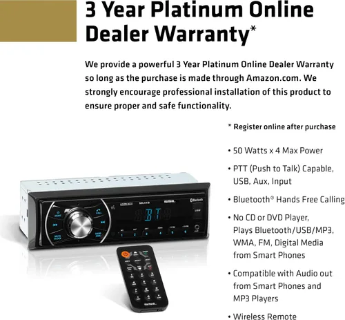 Vista 3 de Sound Storm Laboratories ML41B - Audio estéreo para coche, Single DIN, Bluetooth, sin reproductor de CD/DVD, receptor de radio FM, USB, entrada AUX