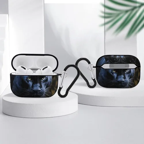 Vista 4 de Panther with Blue Eyes for Airpod Pro Case Cover Hard Shell Full Drop Protection Cover with Keychain Compatible with AirPod Pro 2nd/1st