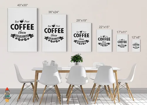 Vista 5 de HB Art Design But First Coffee then Your Bullshit Retro Style Quote Canvas Print Wall Art Coffee Bar Decor Coffee Signs Kitchen Wall Decor Dining