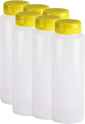 Vista 14 de Pinnacle Mercantile Botellas de condimento de plástico fáciles de apretar con tapa abatible negra, 8 onzas, juego vacío 6