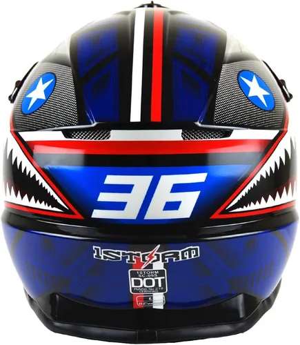 Vista 5 de 1Storm - Casco de motocross para adultos BMX MX ATV Dirt Bike Downhill Mountain Bike estilo Monster Shark Racing HKY_SC09S