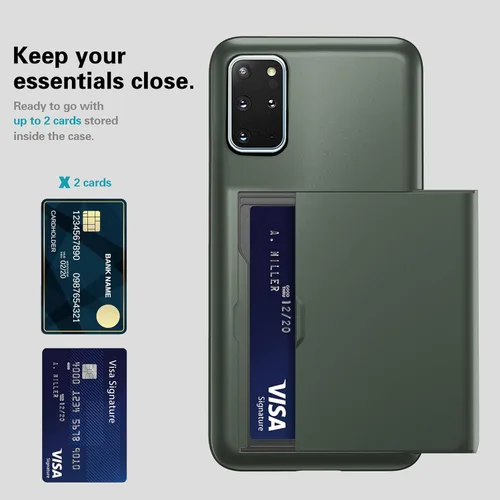 Vista 3 de Asuwish Funda para Samsung Galaxy S20 Plus/S20 Plus 5G con protector de pantalla de vidrio templado y tarjetero tipo cartera, funda rígida híbrida