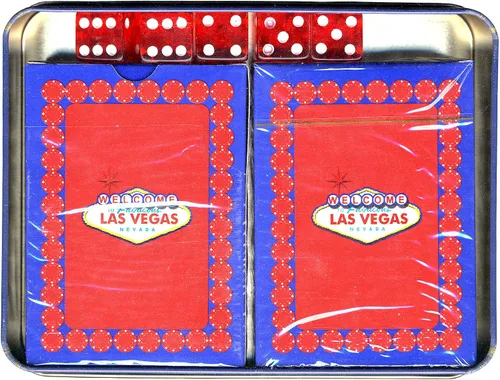 Vista 2 de Las Vegas Poker naipes con dados y lata