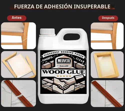 Vista 2 de Meuvcol Pegamento para Madera de 1 Galón, Pegamento para Madera Definitivo para Muebles de Servicio Pesado, Pegamento para Muebles para Carpintería