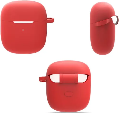 Vista 3 de Funda de silicona compatible con auriculares inalámbricos Jxrev J51, piel protectora con mosquetón, con orificio para cargar
