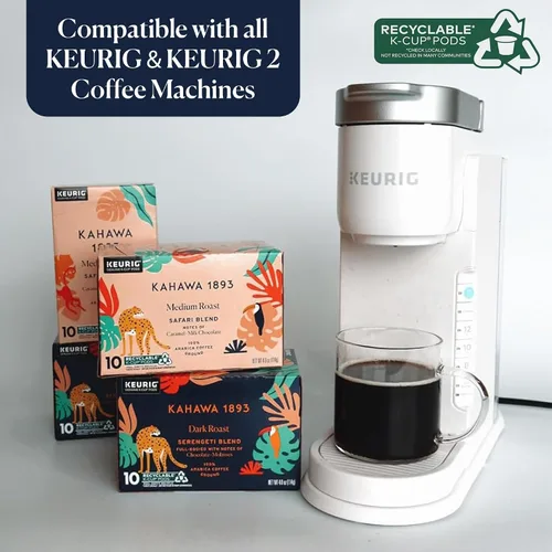 Vista 3 de Kahawa 1893 Café de Tostado Medio K-Cup Pods Mezcla Safari (20 Unidades) - Visto en Shark Tank, Alto en Antioxidantes, Naturalmente Dulce