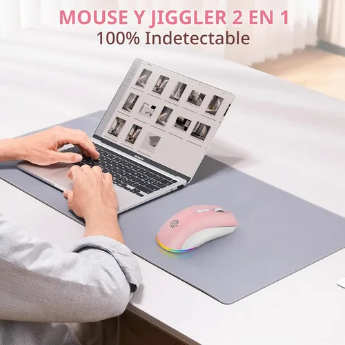 Vista 5 de Ratón Bluetooth inalámbrico, mouse recargable, modo dual silencioso LED (Bluetooth 5.2 y 2.4G) mouse inalámbrico para laptop, PC, Mac, iPad, amplia