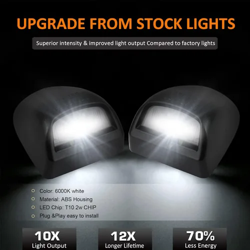 Vista 3 de Bestview Luces de Matrícula Lámpara de Placa con Cubierta de Carcasa Negra Bombillas Blancas de 6000K Conjunto de Repuesto para Chevy Silverado GMC
