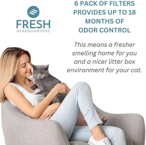 Vista 6 de Fresh Headquarters Paquete de 6 filtros de carbón activado para caja de arena para gatos, filtro de carbón activado orgánico recortable de 6 x 6.5