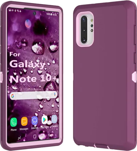 Vista 8 de Funda para Galaxy Note 10 Plus, [protección contra caídas] cuerpo completo, agarre de absorción de polvo, parachoques de plástico TPU de 3 capas