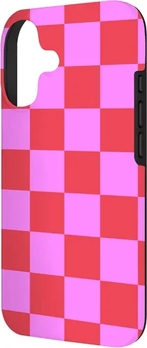 Vista 2 de Funda femenina con patrón de mujer rosa y rojo a cuadros para iPhone 17