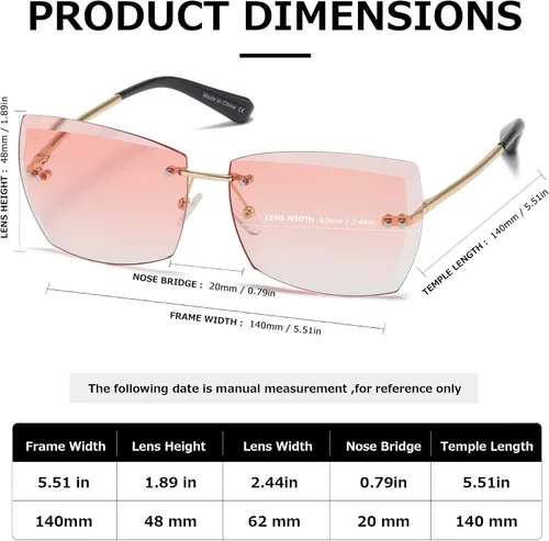 Vista 3 de AEVOGUE - Los lentes de sol para mujer, sin bordes, lentes de corte de diamante, de tamaño grande (AE0534)
