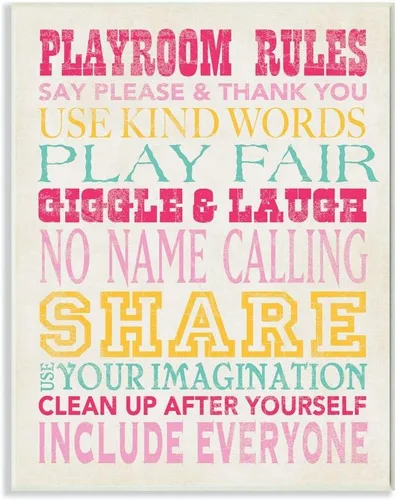 Vista 9 de The Kids Room by Stupell Playroom Rules Use Kind Words Placa de pared rectangular